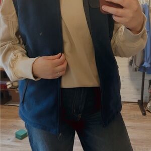 adidas Navy Fleece Vest with Yellow Logo Detail